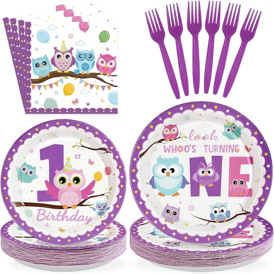 Look Whoo's Turning One Owl Party Tableware