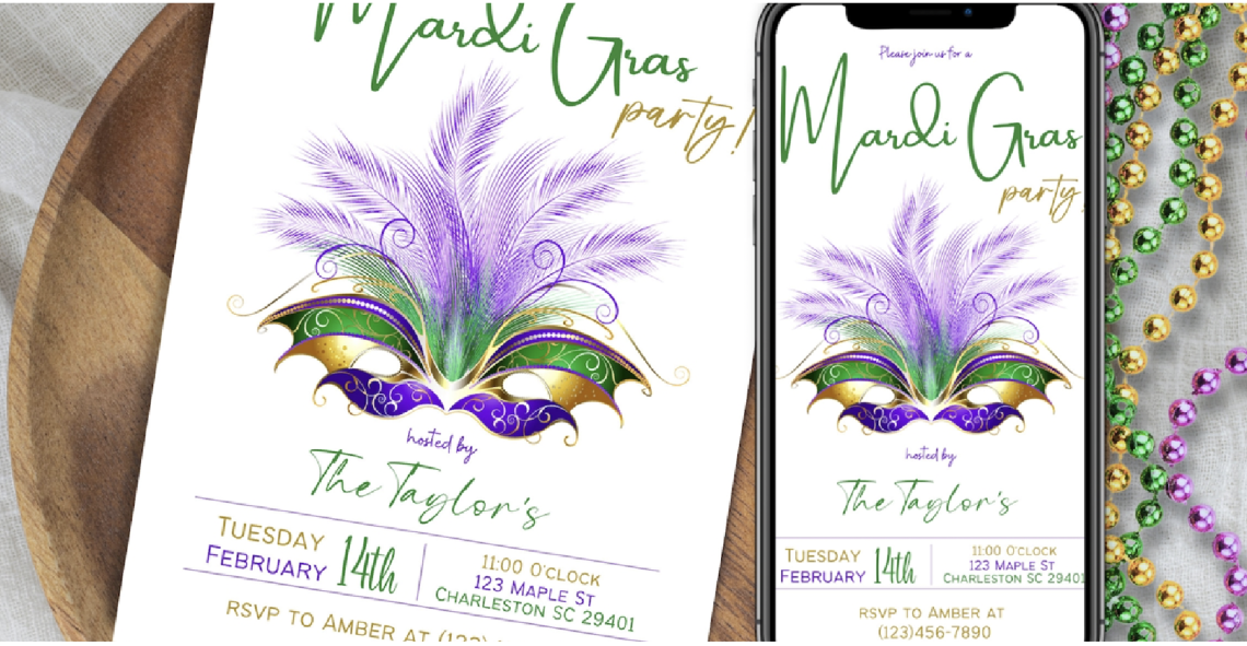 Mardi Gras Party Invitations