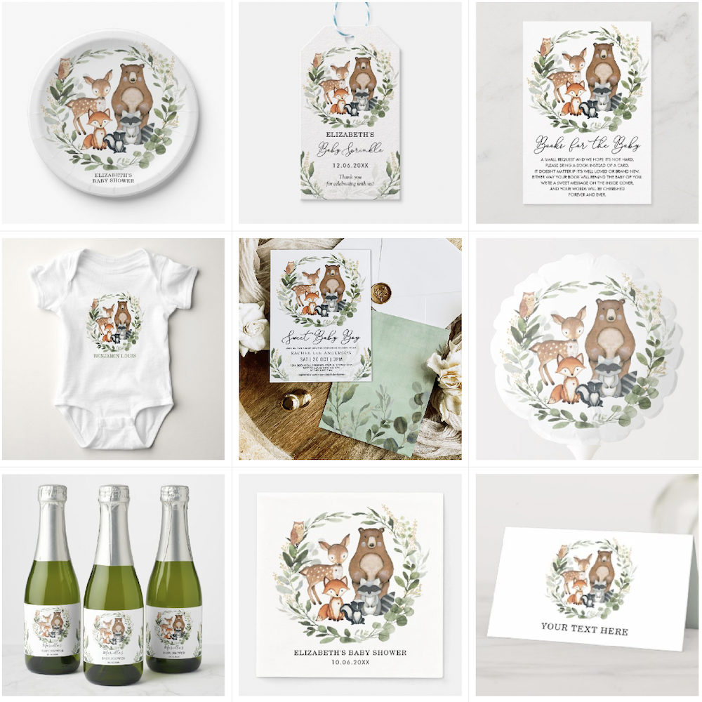 Elegant Woodland Baby Animals Party Supplies