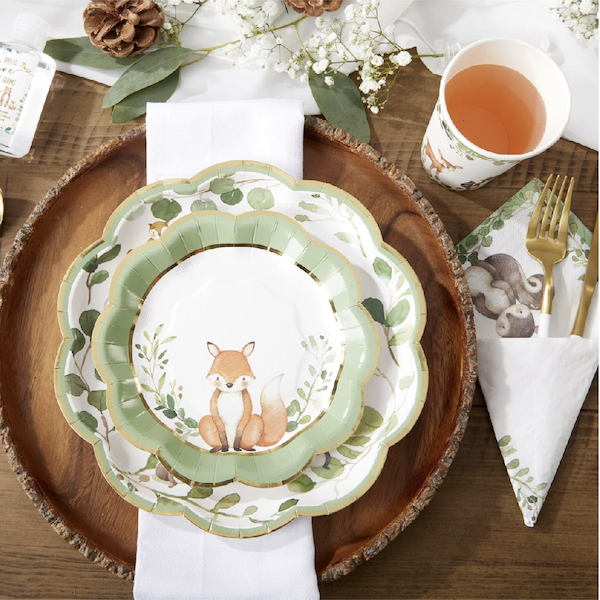 Woodland Baby Party Tableware Set