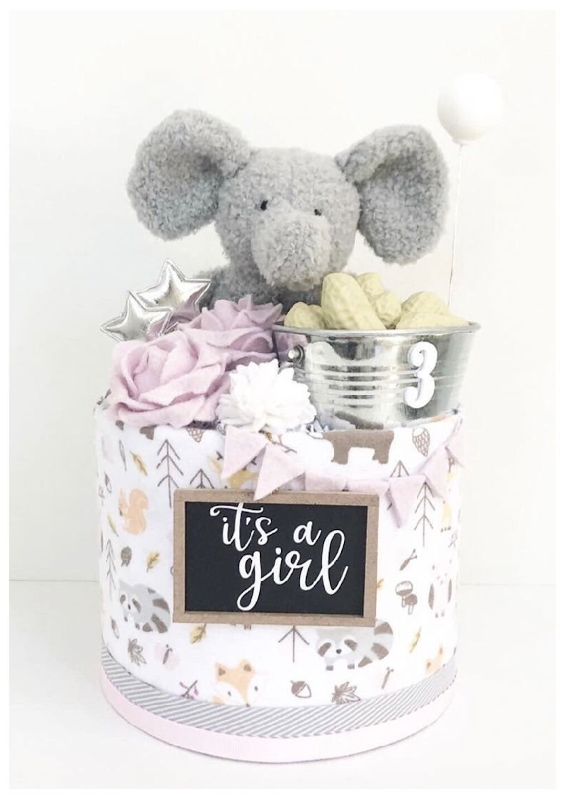 Pink Elephant Diaper Cake